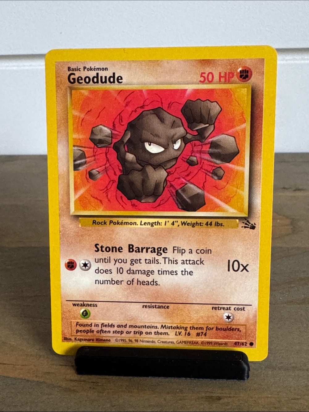 Pokémon | Fossil #47/62: Geodude (1999) - Vintage Collectible Trading Card